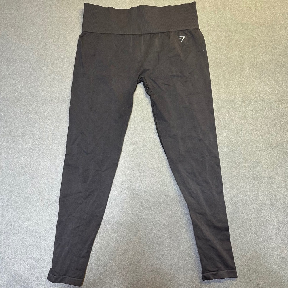 Gymshark Seamless Leggings Womens M Black High Waisted Yoga Gym Tights Logo